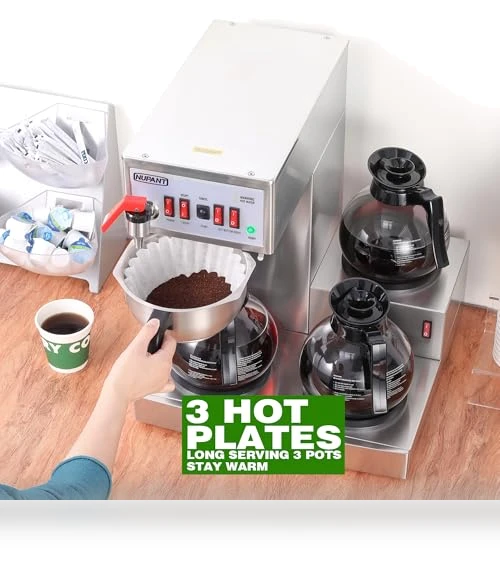 12 Cup Commercial Drip Coffee Maker with Auto Filling and Hot Water Dispenser — Coffee Makers, NUPANT