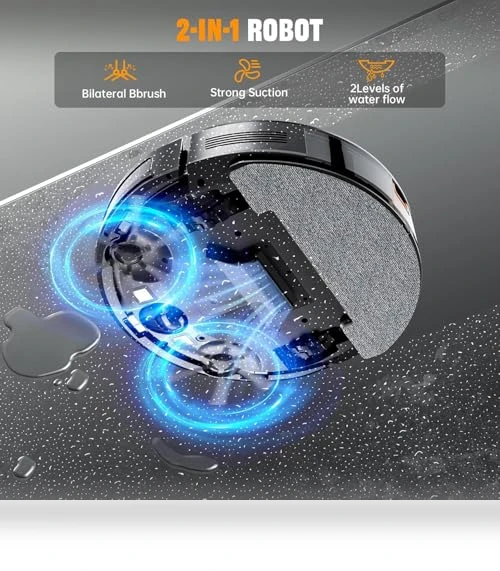 2 in 1 Robot Vacuum and Mop Combo with App Control, 3200Pa Suction, Self-Charging — Smart Cleaning Robots, XIEBro