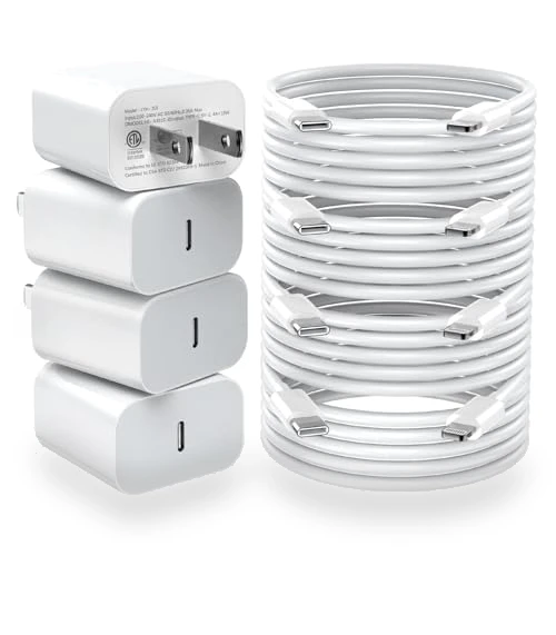 20W PD USB C Fast Charger with 6FT Cable 4 Pack — Charging Solutions, GREPHONE