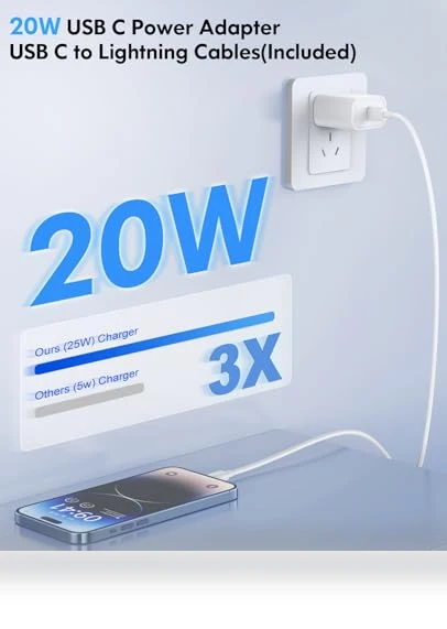 20W USB C Fast Charger with MFi Certified Lightning Cables — Lightning, QUZUDN