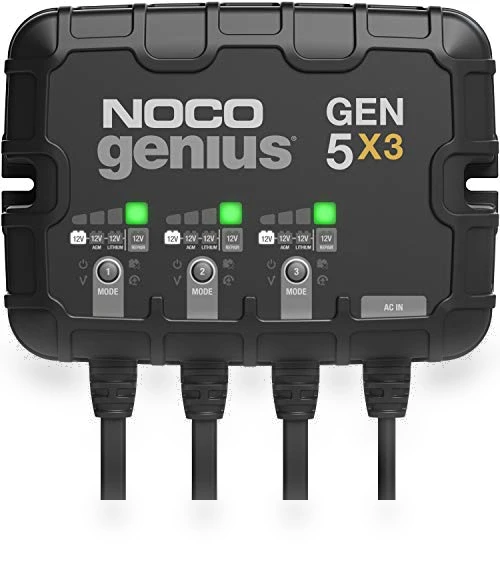 3-Bank Smart Marine Battery Charger, 15A Waterproof Onboard Boat Charger — Battery Chargers, NOCO