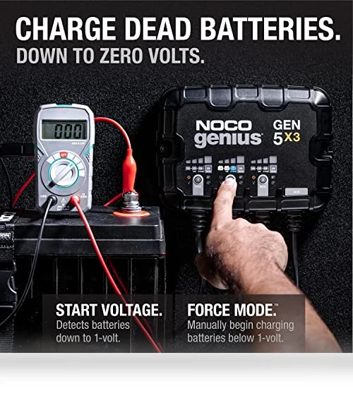3-Bank Smart Marine Battery Charger, 15A Waterproof Onboard Boat Charger — Battery Chargers, NOCO