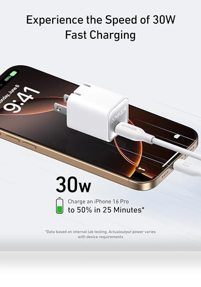 30W USB C GaN Fast Charger for iPhone, Galaxy, iPad, MacBook — Charging Solutions, Anker