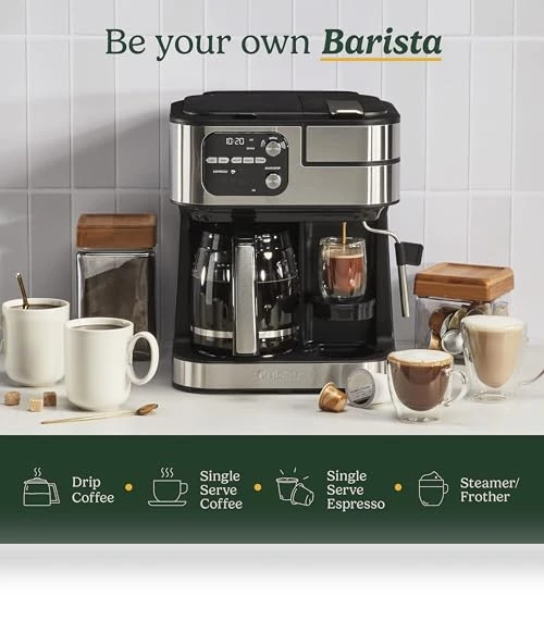 4-In-1 Coffee Machine, Single-Serve Coffee, Espresso & Nespresso Capsule Compatible, 12-Cup Carafe — Coffee & Espresso Combos, Cuisinart