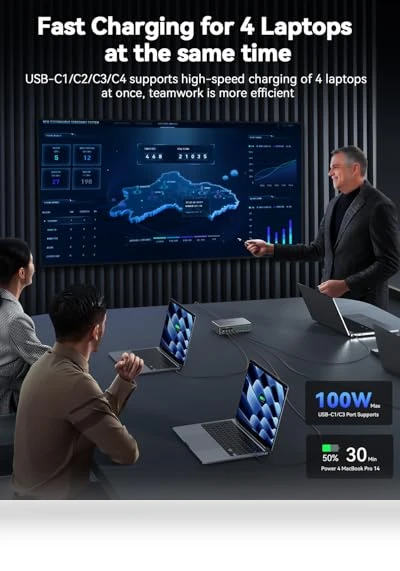 480W USB C Charging Station with 10 Ports for Multiple Devices — USB Hubs, Rocoren