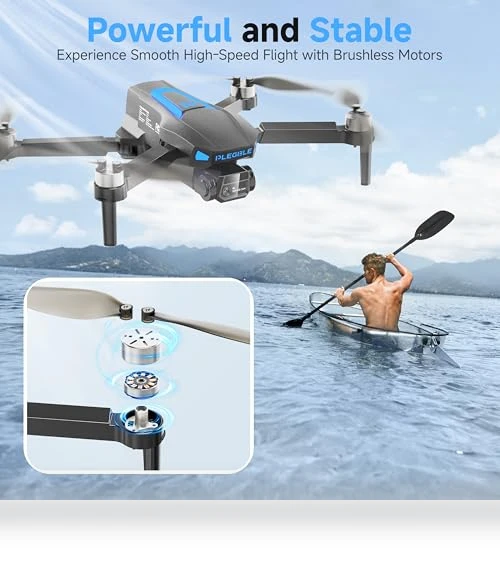 4K Camera Drone with Brushless Motors, Foldable RC Quadcopter — Drones, PLEGBLE