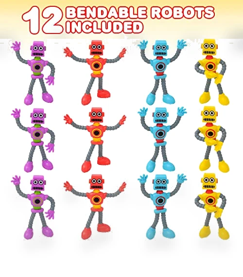 Bendable Robot Figures, Set of 12 Flexible Men — Stress Relievers, ArtCreativity