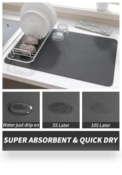 Coffee Mat Hide Stain Rubber Backed Absorbent Dish Drying Mat — Doormats, AMOAMI