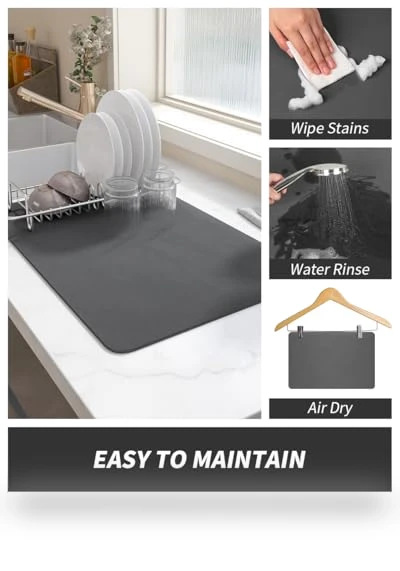 Coffee Mat Hide Stain Rubber Backed Absorbent Dish Drying Mat — Doormats, AMOAMI