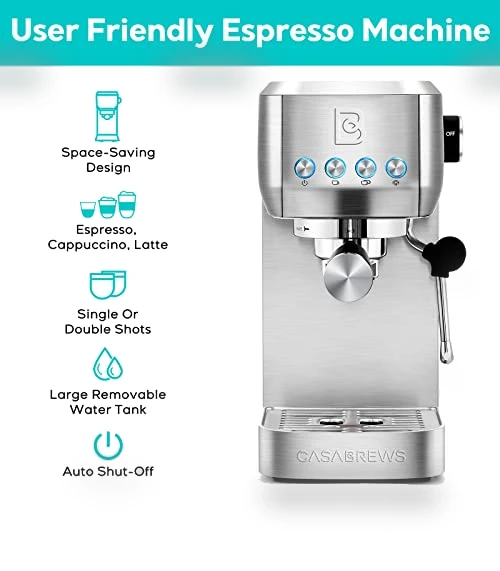 Essential Espresso Machine 20 Bar with Steam Frother — Coffee & Espresso Combos, CASABREWS