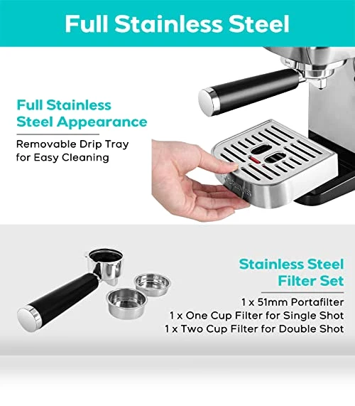 Essential Espresso Machine 20 Bar with Steam Frother — Coffee & Espresso Combos, CASABREWS