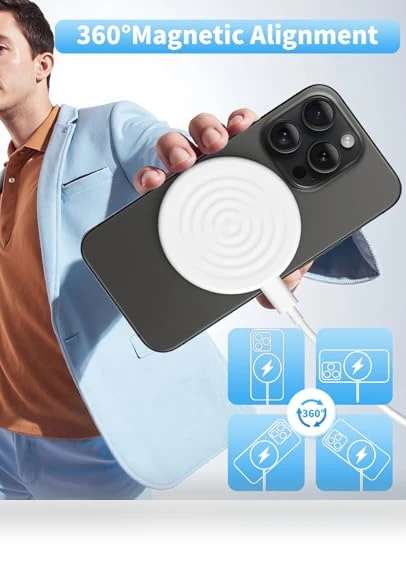 Magnetic Wireless Charger for iPhone and AirPods with 20W Power Adapter — Chargers, AIOXQNL&