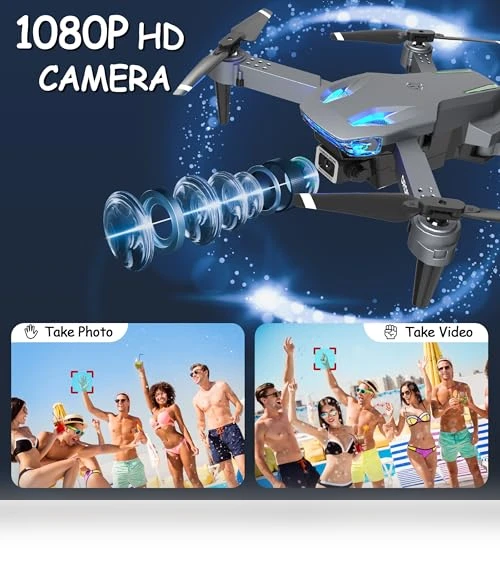 Mini Drone with Camera 1080P HD, Foldable RC Quadcopter for Adults and Kids — Drones, Wipkviey