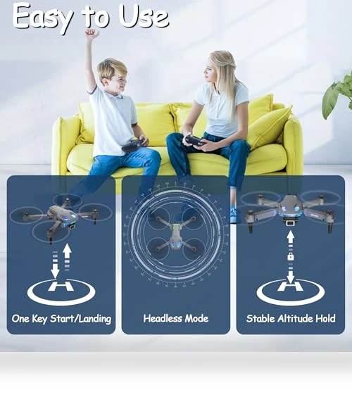 Mini Drone with Camera 1080P HD, Foldable RC Quadcopter for Adults and Kids — Drones, Wipkviey