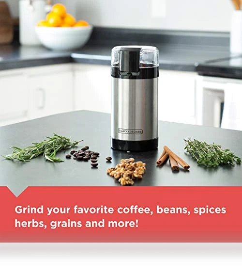 One Touch Coffee Grinder with Stainless Steel Blades — Electric Blade Coffee Grinders, BLACK+DECKER