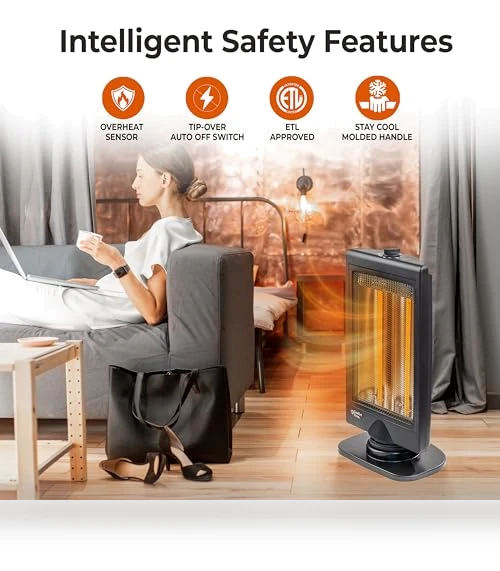 Oscillating Portable Space Heater with Adjustable Tilt and Overheat Protection — Portable Heating Solutions, Comfort Zone