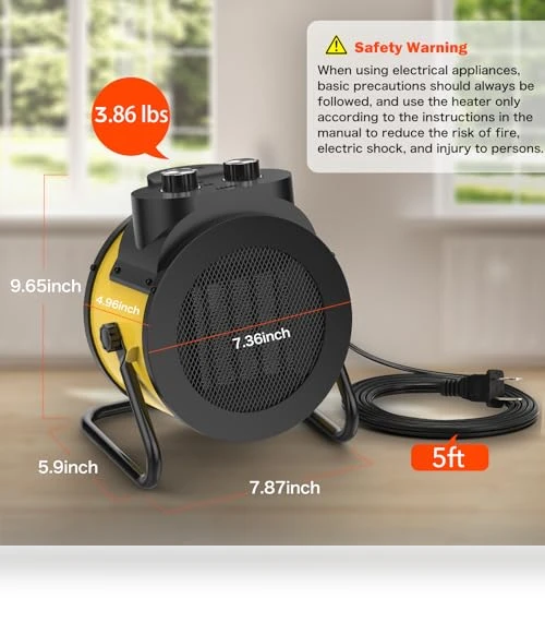 PTC Ceramic Space Heater, 1500W Fast Heating Indoor Electric Heater with Adjustable Angle — Portable Heating Solutions, Elevoke