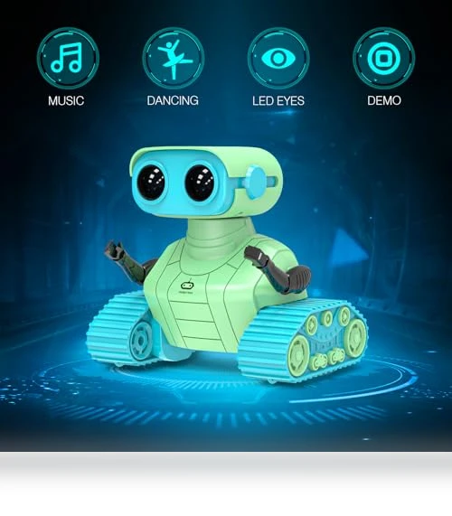 Rechargeable RC Robot Toy for Kids with Music and LED Eyes — Interactive Figures & Robots, ALLCELE