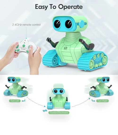 Rechargeable RC Robot Toy for Kids with Music and LED Eyes — Interactive Figures & Robots, ALLCELE