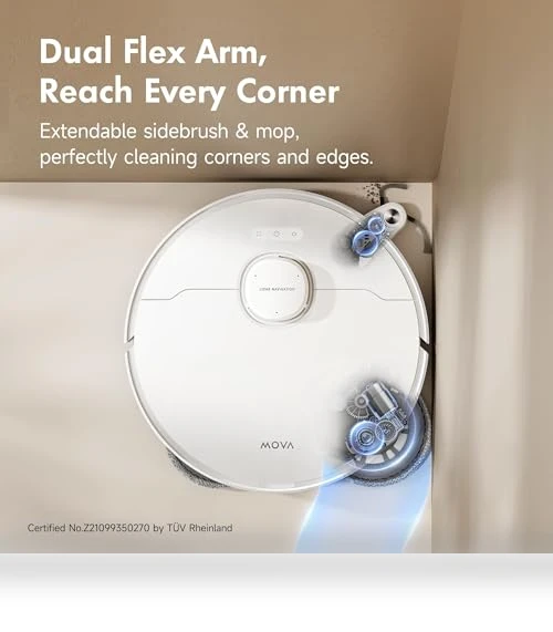 Robot Vacuum and Mop Combo with 13,000Pa Suction, Hot Water Mop Washing — Smart Cleaning Robots, MOVA