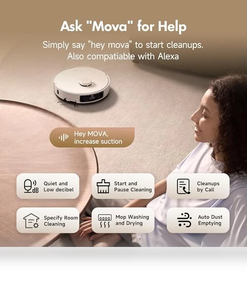 Robot Vacuum and Mop Combo with 13,000Pa Suction, Hot Water Mop Washing — Smart Cleaning Robots, MOVA