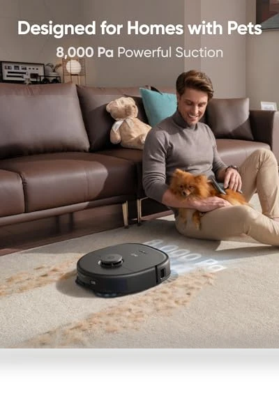 Robot Vacuum and Mop Combo with 8,000 Pa Suction, Auto Mop Washing, Self-Emptying — Smart Cleaning Robots, eufy