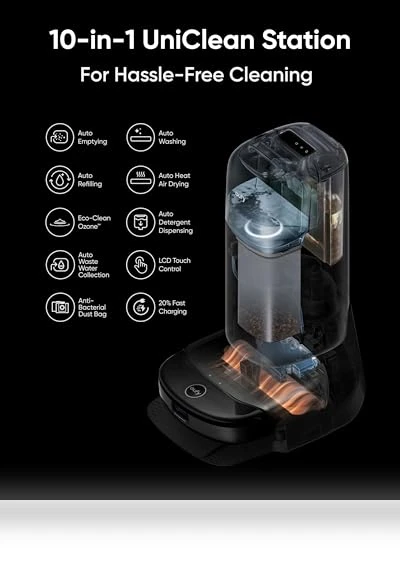 Robot Vacuum and Mop Combo with All-in-One Station, 8000 Pa Suction, Obstacle Avoidance — Smart Cleaning Robots, eufy