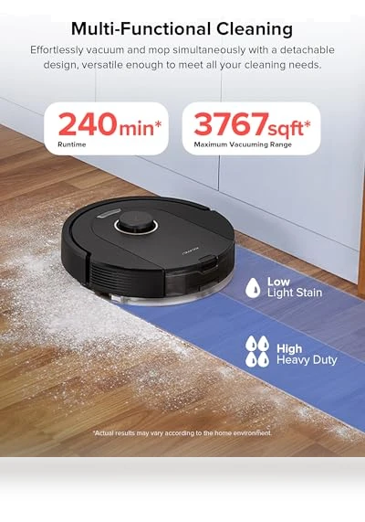 Robot Vacuum and Mop, Self-Emptying, 5500 Pa Max Suction, Perfect for Hard Floors, Carpets, and Pet Hair — Smart Cleaning Robots, Roborock
