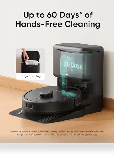 Robot Vacuum with Self Empty Station, Hair Detangling Technology, 60 Days Hands Free Cleaning — Smart Cleaning Robots, eufy