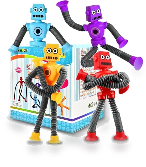 Sensory Travel Robot Toys for Kids, 4Pcs Set — Infant & Early Childhood Playthings, CHESLICR