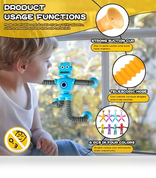 Sensory Travel Robot Toys for Kids, 4Pcs Set — Infant & Early Childhood Playthings, CHESLICR