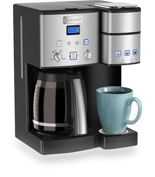 Single Serve + 12 Cup Coffee Maker, 3-Sizes: 6-Ounces, 8-Ounces and 10-Ounces, Stainless Steel — Coffee & Espresso Combos, Cuisinart