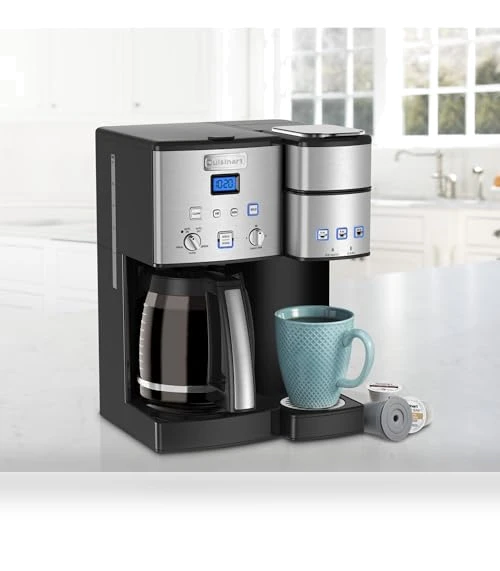 Single Serve + 12 Cup Coffee Maker, 3-Sizes: 6-Ounces, 8-Ounces and 10-Ounces, Stainless Steel — Coffee & Espresso Combos, Cuisinart