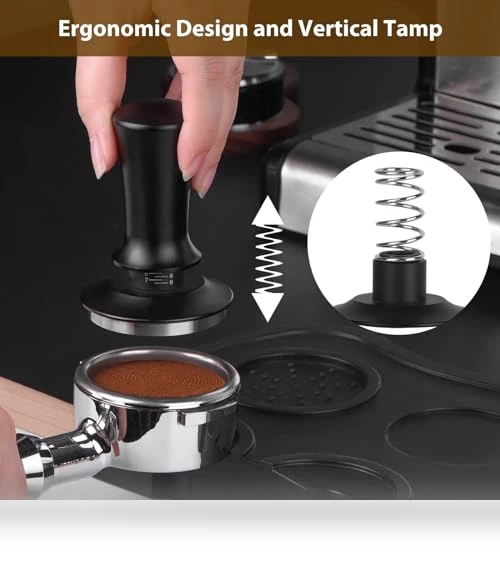 Spring Loaded Espresso Tamper 58mm - Adjustable Depth Coffee Press Tool — Tampers, Attsky