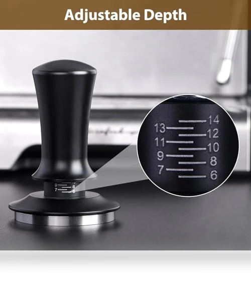 Spring Loaded Espresso Tamper 58mm - Adjustable Depth Coffee Press Tool — Tampers, Attsky