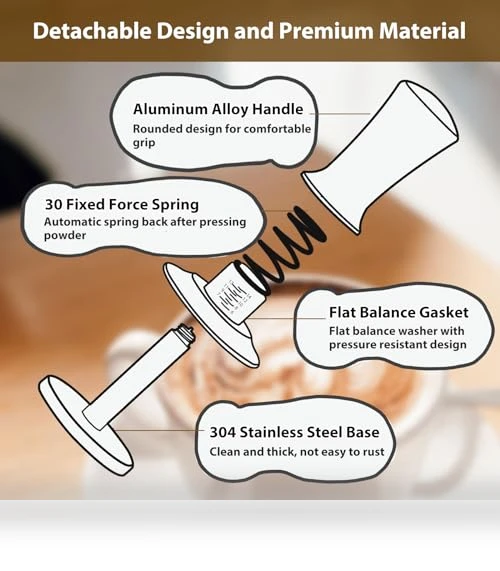 Spring Loaded Espresso Tamper 58mm - Adjustable Depth Coffee Press Tool — Tampers, Attsky