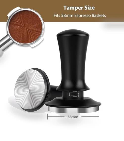 Spring Loaded Espresso Tamper 58mm - Adjustable Depth Coffee Press Tool — Tampers, Attsky