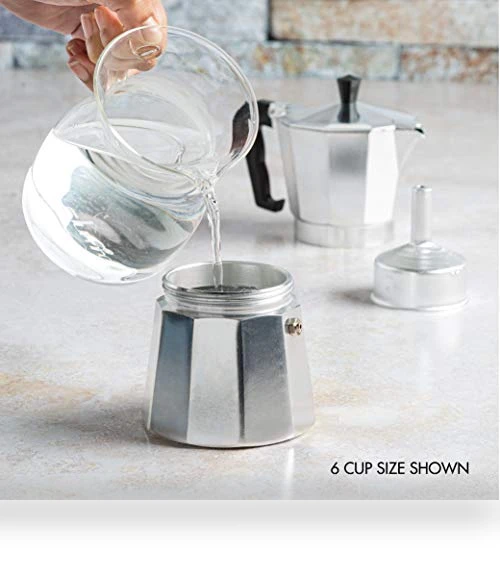 Stovetop Espresso and Coffee Maker, Moka Pot for Italian and Cuban Café Brewing, 6 Espresso Cups — Stovetop Moka Pots, Primula