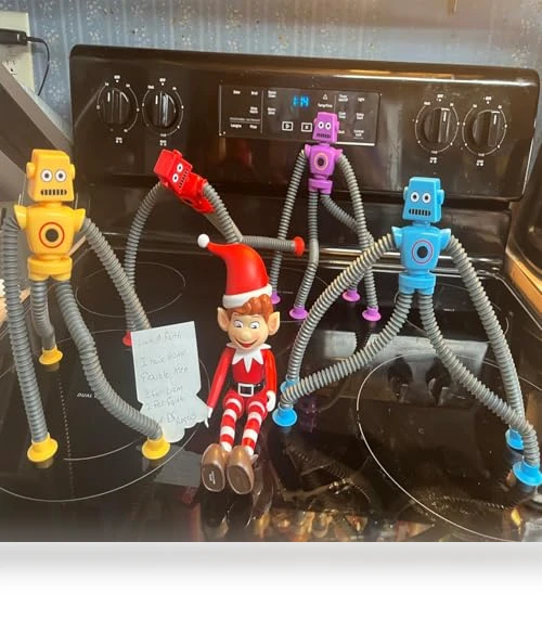 Suction Cup Robot Toy for Kids - 4 Pack Sensory Pop Tubes Robots — Infant & Early Childhood Playthings, Limpskys