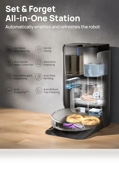 Ultra Robot Vacuum and Mop Combo with Self-Cleaning, 18000 Pa Suction — Smart Cleaning Robots, 3i