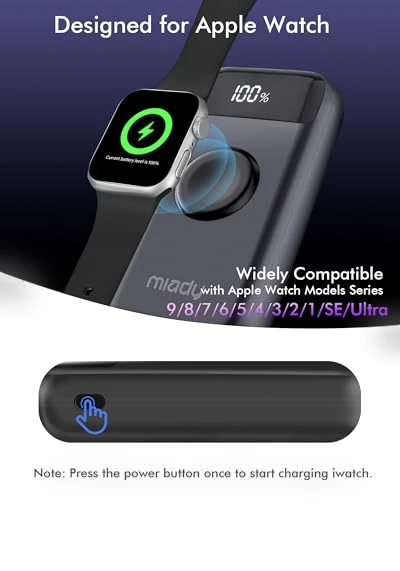 Wireless Portable Charger for Apple Watch, 10000mAh PD 22.5W Fast Charging Power Bank 3-in-1 Battery Pack — Chargers, Miady