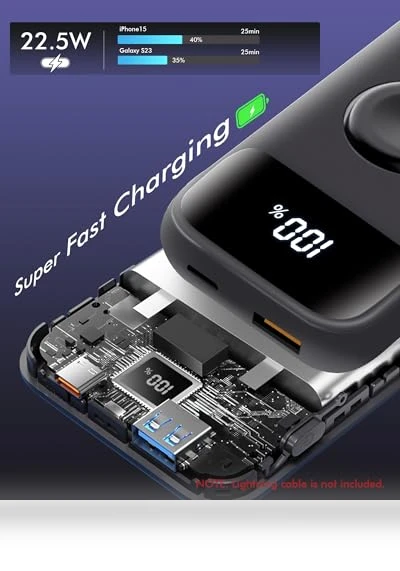 Wireless Portable Charger for Apple Watch, 10000mAh PD 22.5W Fast Charging Power Bank 3-in-1 Battery Pack — Chargers, Miady