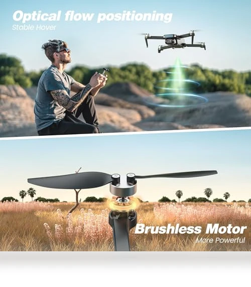 1080P HD Camera Drone with Brushless Motor, Foldable RC Quadcopter — Drones, DEERC