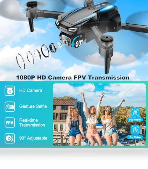 1080P HD FPV Foldable Drone with Camera for Kids and Adults — Drones, Dazlen