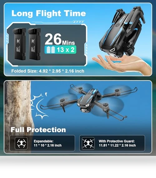 1080P HD FPV Foldable Drone with Camera for Kids and Adults — Drones, Dazlen
