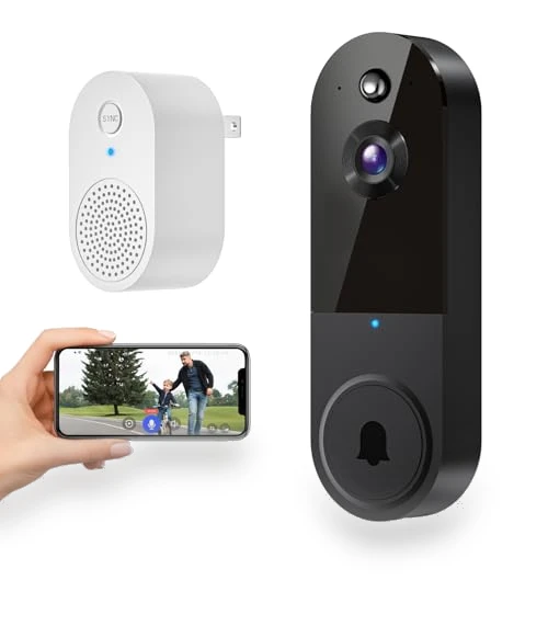 1080P Wireless Video Doorbell Camera with Chime Ringer, Night Vision, Cloud Storage — Smart Home Security, Botmelt