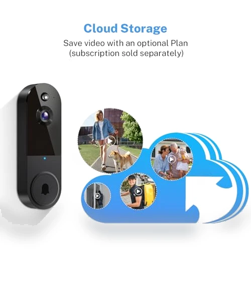 1080P Wireless Video Doorbell Camera with Chime Ringer, Night Vision, Cloud Storage — Smart Home Security, Botmelt