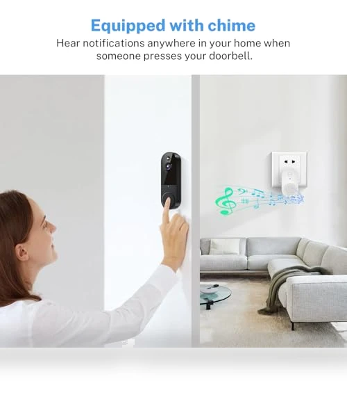 1080P Wireless Video Doorbell Camera with Chime Ringer, Night Vision, Cloud Storage — Smart Home Security, Botmelt
