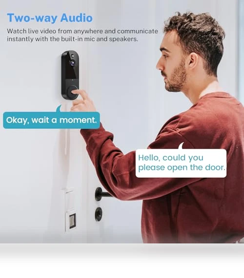 1080P Wireless Video Doorbell Camera with Chime Ringer, Night Vision, Cloud Storage — Smart Home Security, Botmelt