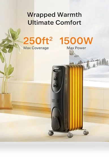 Basic Electric Oil Filled Radiator Space Heater — Portable Heating Solutions, PELONIS
